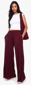 Basics Rib Broek Met Rechte Pijpen, Dark Red - 44