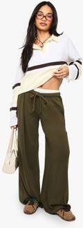 Basics Rib Ribgebreide Broek Met Rechte Pijp, Khaki - 40