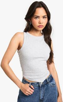 Basics Ribtop Met Puntige Zoom En Racerhals Tank Top, Grey Marl - 42