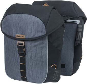 Basil Dubbele fietstas Basil Miles Double Bag MIK 34 liter - zwart/grijs