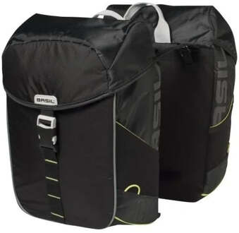 Basil Dubbele fietstas Basil Miles Double Bas 34 Liter - Zwart / Lime