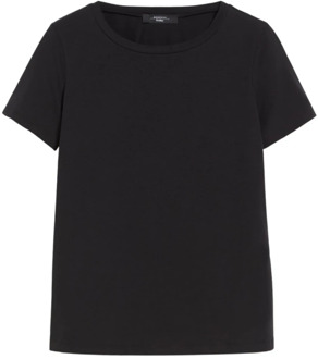 Basis Katoenen T-Shirt Max Mara Weekend , Black , Dames - Xl,L,M,S,Xs