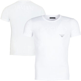 Basis Ronde Hals Shirt Wit met Glansprint - M