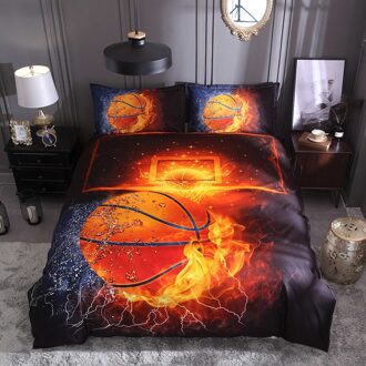Basketbal Fan Dekbedovertrek Beddengoed Kit Basketbal Atleet Jongen Slaapkamer Brandende Bal Droom Dekbed Case Dekbedovertrek Beddengoed Set