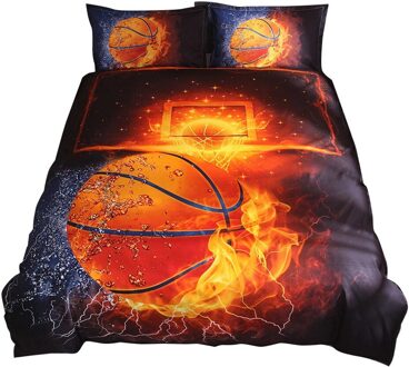 Basketbal Fan Dekbedovertrek Beddengoed Set Jongen Slaapkamer Brandende Basketbal Dream Quilt Case Beddengoed Kit 1 Dekbedovertrek 1 Kussensloop