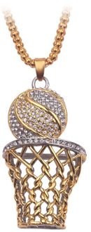 Basketbal Hoepel Hanger Hip Hop Sieraden Voor Mannen Iced Out Bling Crystal Gold Kleur Ketting XL1967