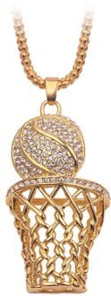 Basketbal Hoepel Hanger Hip Hop Sieraden Voor Mannen Iced Out Bling Crystal Gold Kleur Ketting XL1969