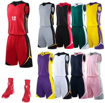 Basketball Jersey & shorts sleeveless tracksuit for men women Basketball team uniform Blank training suit Sportswear Customized
