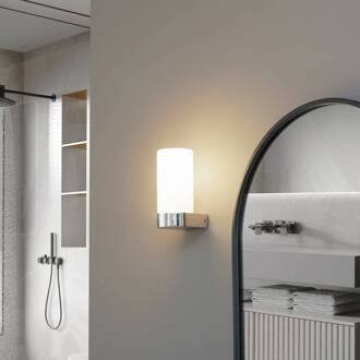 Basolo badkamer wandlamp, chroom, hoogte 17,2 cm, glas chroom, wit