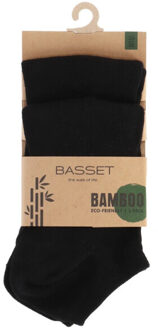 Basset Dames/heren bamboe sneaker sokken 2-pack - maat 35-38 Zwart