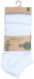 Basset Dames/heren bamboe sneaker sokken 2-pack - maat 39-42 Wit