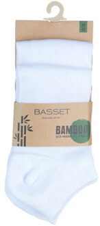 Basset Dames/heren bamboe sneaker sokken 2-pack Wit - 43-46