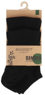 Basset Dames/heren bamboe sneaker sokken 2-pack Zwart - 39-42