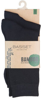 Basset Dames/heren bamboe sokken 2-pack - maat 39-42 Zwart