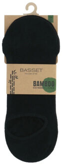 Basset Dames/heren bamboe sokken invisible footie 2-pack - maat 43-46 Zwart