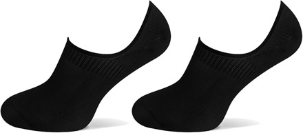 Basset Dames/heren bamboe sokken invisible footie 2-pack Zwart - 35-38