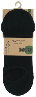 Basset Dames/heren bamboe sokken invisible footie 2-pack Zwart - 39-42