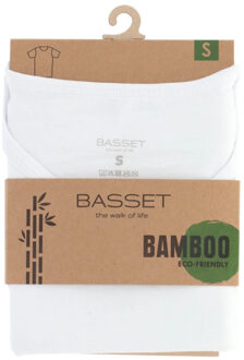 Basset Dames/heren bamboe t-shirt ronde hals Wit - L