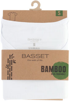 Basset Dames/heren bamboe t-shirt ronde hals Wit - XXL