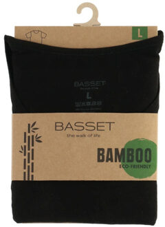 Basset Dames/heren bamboe t-shirt ronde hals Zwart - L