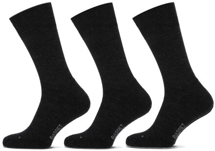 Basset Merinowollen Sokken Casual 3-pack Antraciet-35/38 - 35/38