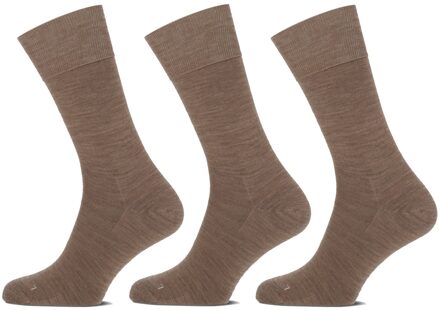 Basset Merinowollen Sokken Casual 3-pack Beige-39/42 - 39/42