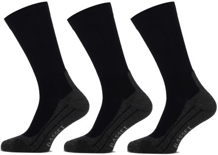 Basset Wandelsokken Merinowol 3-pack Zwart-43/46 - 43/46