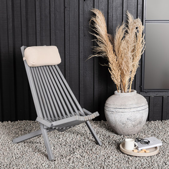 Bastian houten tuin loungestoel grijs - met hoofdkussen