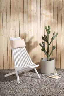 Bastian houten tuin loungestoel wit - met hoofdkussen