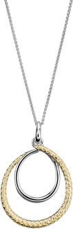 'Bastien' Dames 925 Sterling Zilveren Set: Ketting + Oorbellen + Ring - Zilver/Goud SET-7499 - maat Zilver en goud