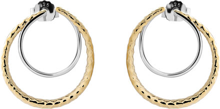 'Bastien' Dames 925 Sterlingsilveren Oorbellen - Zilver/Goud ZO-7499 Zilver en goud