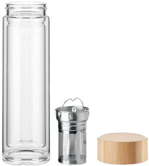 Batami glazen dubbelwandige 400ml waterfles - maat One size Wit