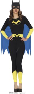Batgirl Jumpsuit Met Blauwe Cape Geel - Beige - Creme, Zwart