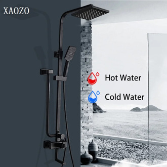 Bathroom Black Themostatic Shower Sets intelligent thermostat Rain Head Bath Shower Mixer with Hand Shower Faucet Rainfall