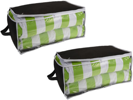 Bathroom solutions 2x stuks dekbed/kussen opberghoezen zwart met venster 45 x 30 x 20 cm - Opberghoezen