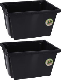 Bathroom solutions 2x Stuks Opberg boxen/dozen - kunststof - 20 liter - 42 x 33 x 23 cm - Opbergbox Grijs