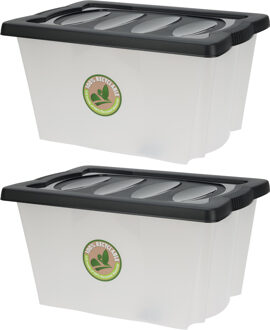 Bathroom solutions 2x Stuks Opberg boxen/dozen - kunststof - 20 liter - 43 x 33 x 24 cm - Opbergbox Transparant