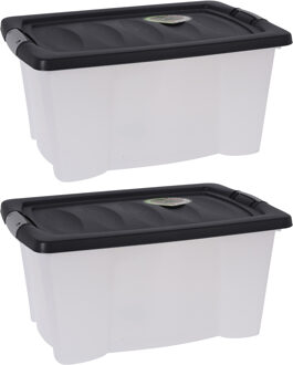 Bathroom solutions 2x Stuks Opbergdozen/organizers met deksel - kunststof - 13 Liter - Opbergbox Multikleur