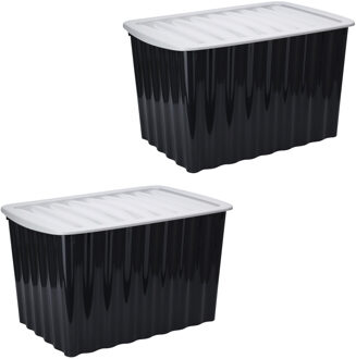 Bathroom solutions 2x Stuks Opbergdozen/organizers met deksel - kunststof - 84 Liter - Opbergbox Multikleur