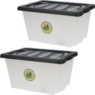 Bathroom solutions 3x Stuks Opberg boxen/dozen - kunststof - 20 liter - 43 x 33 x 24 cm - Opbergbox Transparant