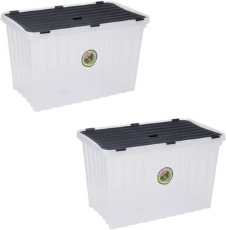 Bathroom solutions 3x Stuks Opbergdozen/organizers met deksel - kunststof - 76 Liter - Opbergbox Multikleur