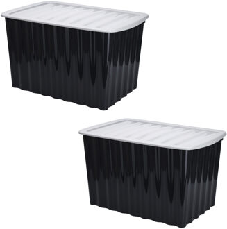 Bathroom solutions 3x Stuks Opbergdozen/organizers met deksel - kunststof - 84 Liter - Opbergbox Multikleur