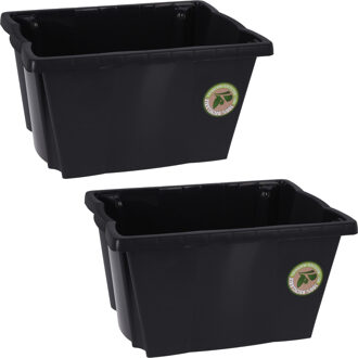 Bathroom solutions 4x Stuks Opberg boxen/dozen - kunststof - 20 liter - 42 x 33 x 23 cm - Opbergbox Grijs