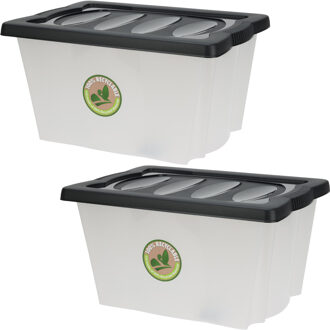 Bathroom solutions 4x Stuks Opberg boxen/dozen - kunststof - 20 liter - 43 x 33 x 24 cm - Opbergbox Transparant