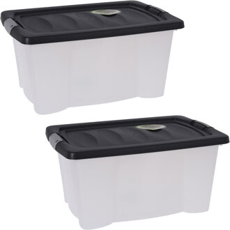 Bathroom solutions 4x Stuks Opbergdozen/organizers met deksel - kunststof - 13 Liter - Opbergbox Multikleur