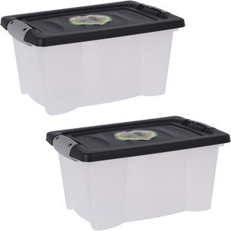 Bathroom solutions 4x Stuks Opbergdozen/organizers met deksel - kunststof - 9 Liter - Opbergbox Multikleur