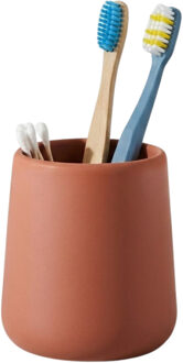 Bathroom solutions Badkamer beker / tandenborstelhouder Earth Serie - Keramiek - terracotta - 8 x 10 cm