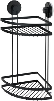 Bathroom solutions Badkamer doucherek organiser - zwart - metaal - zuignappen - 25 x 18 x 37 cm