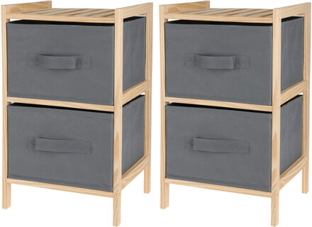 Bathroom solutions Badkamerkastje/opbergkastje - 2x stuks - 2-laags - 28 x 25 x 46 cm - hout