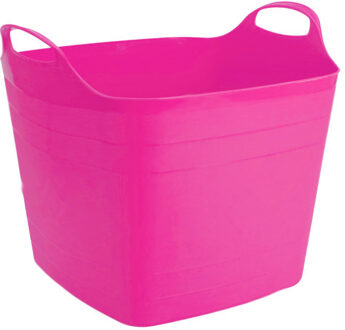 Bathroom solutions Flexibele kuip - 40L - kunststof - 42 x 42 cm - fuchsia roze - emmer - wasmand - Wasmanden